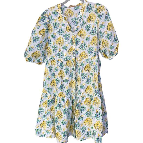 UNIQLO X PAUL & JOE Puff Sleeve Cotton Floral Dress with Pockets Size M - Picture 1 of 7